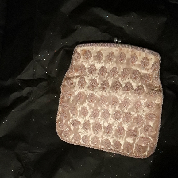 Pink Beaded Foldover Snap Clutch - Picture 3 of 6